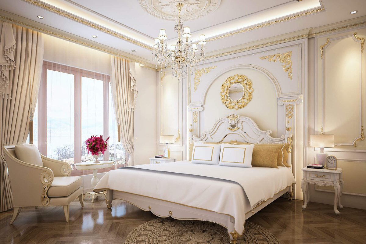 Phong cách Tân cổ điển trong thiết kế biệt thự 2 tầng đẹp 4 phòng ngủ